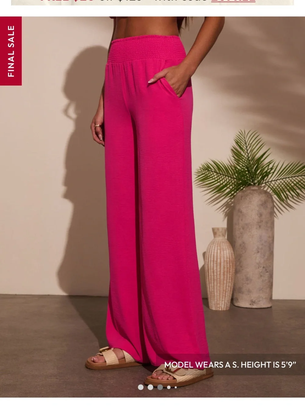 NWOT VICI Women’s Wide-Leg Knit Pants - Hot Pink